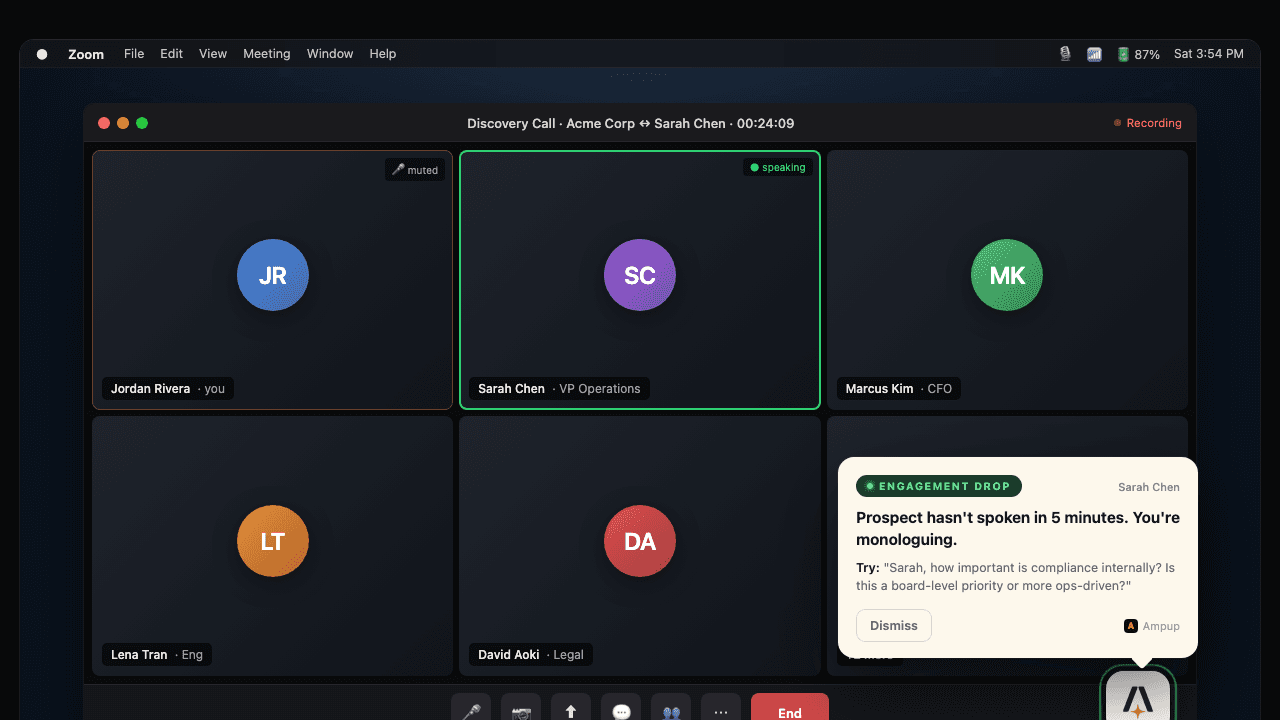 AmpUp in-call coaching notification